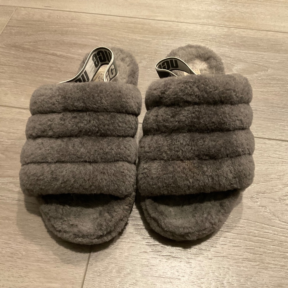 UGG Fluff Yeah Slide Charcoal Size 8